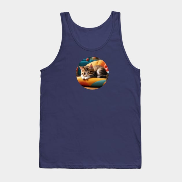 Cute Kitten Sleeping on a Cushion Tank Top by Cre8tiveSpirit